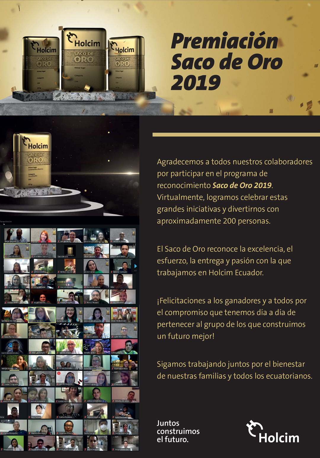 saco de oro 2019 comunicado